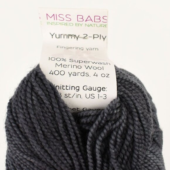 Miss Babs Yummy 2-Ply Fingering Yarn Superwash Merino Wool 400 Yards Pewter - Picture 3 of 4